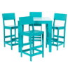 42-inch Leisure MGP square commercial patio bar table with four matching Aruba bar-height chairs