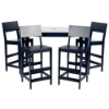 42 x 60-inch Leisure MGP rectangular commercial patio bar table paired with four coordinating bar-height chairs