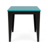 Front view of 30-inch Leisure MGP square commercial patio dining table with Aruba slatted top and Black frame