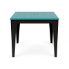 Front view of 30-inch Leisure MGP square commercial patio dining table with Aruba slatted top and Black frame