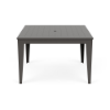 48-inch Leisure MGP square commercial patio dining table in gray with slat-style top and center umbrella hole