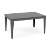 42" x 60" Leisure MGP rectangular commercial patio dining table in gray with slat-style top and center umbrella hole