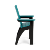 Side view of Leisure MGP modern commercial patio bar chair with black frame and Aruba seat, back, and armrests