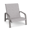 Horizon stackable commercial sling patio sand chair with Titanium Gray aluminum frame and Broadway Wave sling seat and back