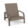 Horizon stackable commercial sling patio sand chair with Textured Espresso aluminum frame and Taupe Tweed sling seat and back
