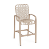 Horizon cross-weave commercial patio bar chair with Textured Antique Beige aluminum frame and Off White woven vinyl straps