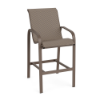 Horizon sling commercial patio bar chair with Textured Espresso aluminum frame and Taupe Tweed sling seat and back