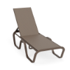 Horizon stackable aluminum sling chaise lounge with Textured Espresso frame, Taupe Tweed sling, and adjustable reclining back