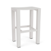 Skyline backless commercial patio bar stool in Sky White with contoured slatted seat, square legs, and built-in footrest