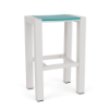 White Outdoor Bar Stool with Turquoise Seat