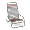 Sundance high-back vinyl strap commercial patio sand chair with Platinum aluminum frame and Gray and Red Granite vinyl straps