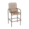 Sundance cross-weave commercial patio bar chair with Textured Espresso aluminum frame and Camel woven vinyl strap seat and back