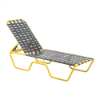 Sundance stackable aluminum cross-weave chaise lounge with yellow frame, gray woven vinyl straps, and adjustable reclining back