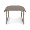 Front view of Sundance sling commercial patio ottoman with Satin Amber aluminum frame and Sisal Tungsten sling fabric