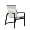 Skyline vinyl strap commercial patio dining chair with black aluminum frame and white vinyl strap seat and back