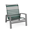 Skyline stackable vinyl strap commercial patio sand chair with Slate Grey aluminum frame and Sherwood Green and gray vinyl straps