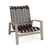 Skyline stackable cross-weave commercial patio sand chair with Satin Amber aluminum frame and bronze woven vinyl straps