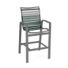 Skyline vinyl strap commercial patio bar chair with Slate Grey aluminum frame and Sherwood Green and gray vinyl straps