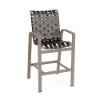 Skyline cross-weave commercial patio bar chair with Satin Amber aluminum frame and bronze woven vinyl strap seat and back