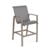 Skyline sling commercial patio bar chair with Satin Amber aluminum frame and Metallica Platinum gray sling seat and back