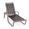 Skyline cross-weave commercial poolside chaise lounge with Satin Amber aluminum frame, bronze woven vinyl straps, arms, and adjustable back