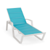 Skyline padded sling commercial poolside chaise lounge with Sky White aluminum frame, Aruba turquoise padded sling, and adjustable back