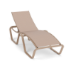 Arc sling commercial poolside chaise lounge with Satin Amber aluminum frame, Charm Tango sling, and contoured lounging design