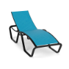 Arc sling commercial poolside chaise lounge with Textured Charcoal aluminum frame, Braque Blue sling seat and adjustable backrest