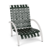 Velocity cross-weave commercial patio sand chair with Sky White aluminum frame and Holly Green woven vinyl straps