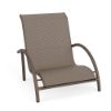 Velocity sling commercial patio sand chair with Textured Espresso aluminum frame and Taupe Tweed sling seat and back