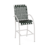 Velocity cross-weave commercial patio bar chair with Sky White aluminum frame and Holly Green woven vinyl straps