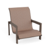Urban aluminum sling patio sand chair with Textured Espresso frame, Windsor Apricot sling seat and back, and low-profile squared armrests