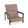 Urban padded sling patio sand chair with Textured Espresso aluminum frame, Windsor Apricot padded sling seat and back, and squared armrests