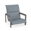 Urban padded sling patio sand chair with Titanium Gray aluminum frame, Kozo Jewel padded sling seat and back, and low-profile design