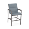 Urban padded sling commercial patio bar chair with Titanium Gray aluminum frame, Kozo Jewel padded sling seat and back, armrests, and footrest