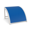 Coastal sling commercial patio ottoman with Sky White aluminum frame and Marina blue sling fabric over the contoured footrest