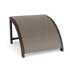 Coastal sling commercial patio ottoman with Coffee Bean aluminum frame and Turquesa woven sling fabric over a curved footrest