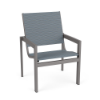 Urban commercial double sling patio dining chair with Titanium Gray aluminum frame and Kozo Jewel striped sling seat and back