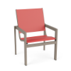 Urban commercial double sling patio dining chair with Satin Amber aluminum frame and Straw Mat Coral sling seat and back