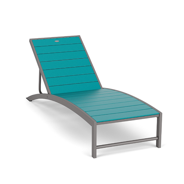 Urban Loft MGP commercial chaise lounge with Titanium Gray aluminum frame, Aruba slatted MGP surface, and adjustable reclining back