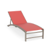 Urban Loft sling commercial chaise lounge with Satin Amber aluminum frame, Straw Mat Coral sling fabric, and adjustable back