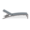 Side view of Urban Loft sling commercial chaise lounge with Titanium Gray aluminum frame, Kozo Jewel sling fabric, and adjustable back