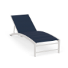 Urban Loft padded sling commercial chaise lounge with Sky White aluminum frame, Dupione Sapphire padded sling fabric, and adjustable reclining back