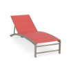 Urban Loft padded sling commercial chaise lounge with Satin Amber aluminum frame, Straw Mat Coral padded sling fabric, and adjustable back