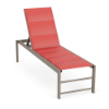 Urban Line ADA accessible padded sling commercial chaise lounge with Satin Amber aluminum frame, Straw Mat Coral padded sling, and adjustable reclining back
