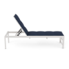 Side view of Urban Line ADA accessible padded sling commercial chaise lounge with Sky White aluminum frame, Dupione Sapphire padded sling, and adjustable back