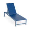 Urban MGP commercial chaise lounge with Steel Blue aluminum frame, Royal Blue MGP slats, and adjustable reclining back