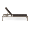 Side view of Urban MGP commercial chaise lounge with Satin Amber aluminum frame, Northeastern Walnut MGP slats, and adjustable back