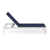Side view of Urban Line padded sling commercial chaise lounge with Sky White aluminum frame, Dupione Sapphire padded sling, and adjustable back