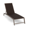 Urban Pointe MGP commercial chaise lounge with Textured Espresso aluminum frame, Northeastern Walnut MGP slats, and adjustable reclining back